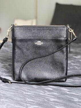 Coach Black Leather Crossbody with Gold Hardware Flawless Authentic
